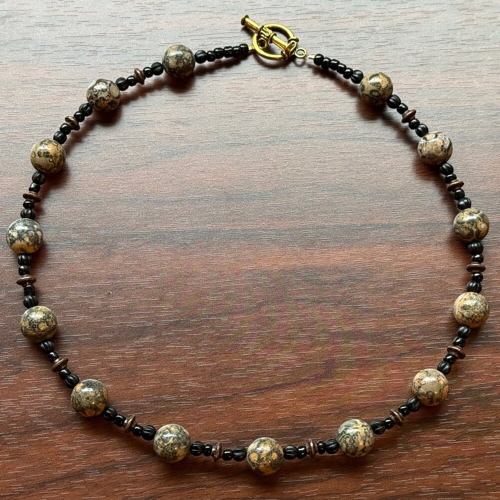 Distinguished Agate Necklace with Reclaimed Vintage Beads